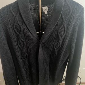 GAP large UNI-sex Dark Gray Cable Knit Cardigan sweater